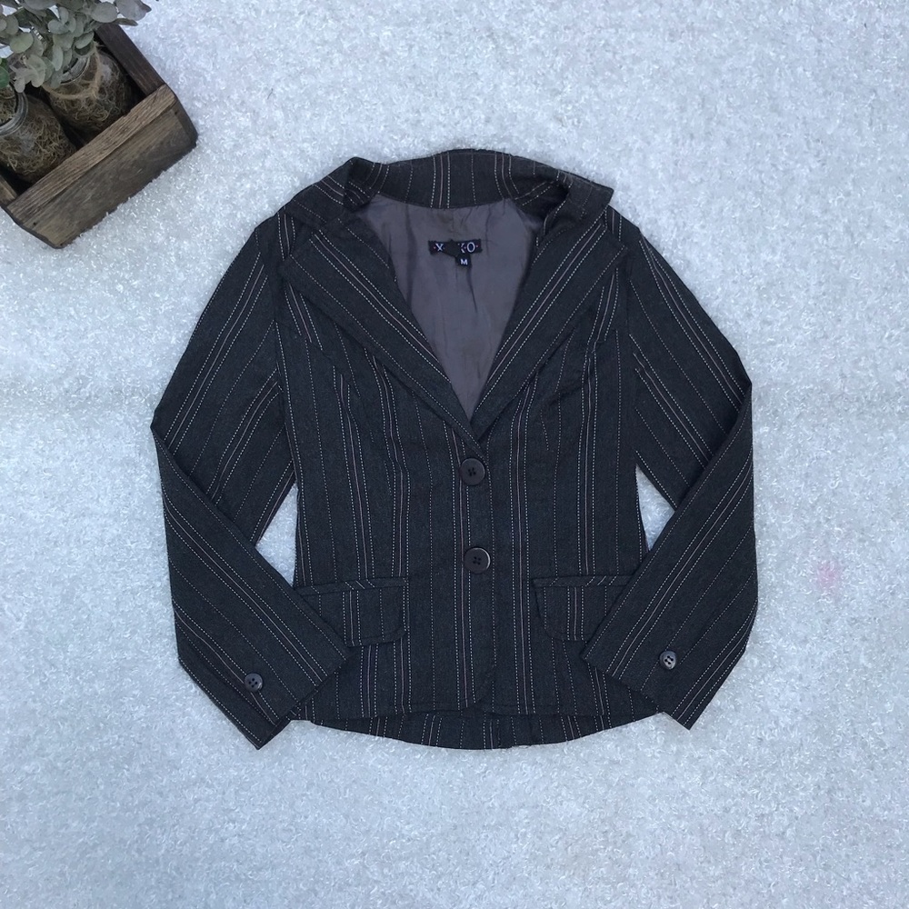 4/$25 XOXO Med Gray Blazer w/ Pink & white